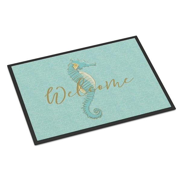 Carolines Treasures Seahorse Welcome Indoor or Outdoor Mat - 18 x 27 in. CA69471 - main